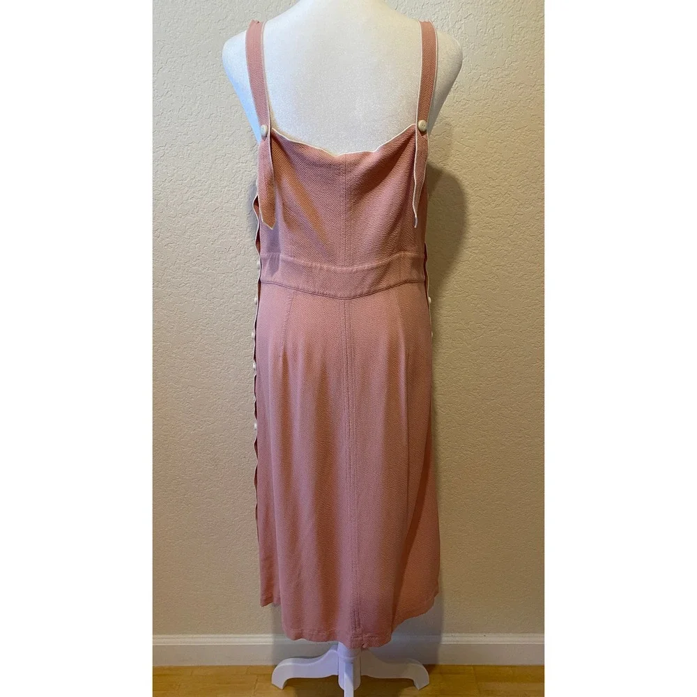 Rag & Bone Midi Dress Size 2 Pink Pinafore Button Side Textured Cottage Festival